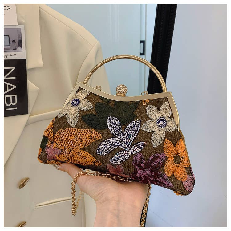 Chinese-style fashionable sequined flower handbag