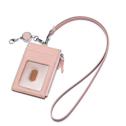 GENUINE LEATHER CARD HOLDER WITH ZIP-LOCK LANYARD_CWAB3828