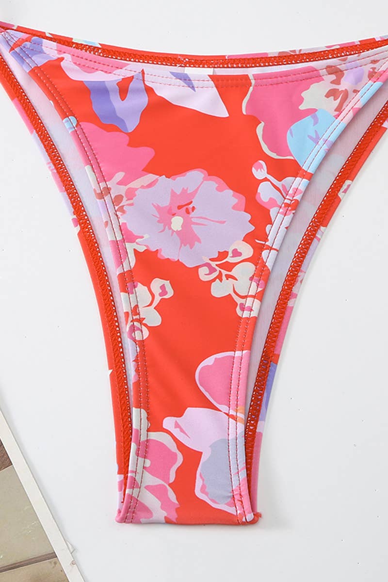 CWMW0809_SEXY STRAP PRINTED SPLIT SWIMSUIT