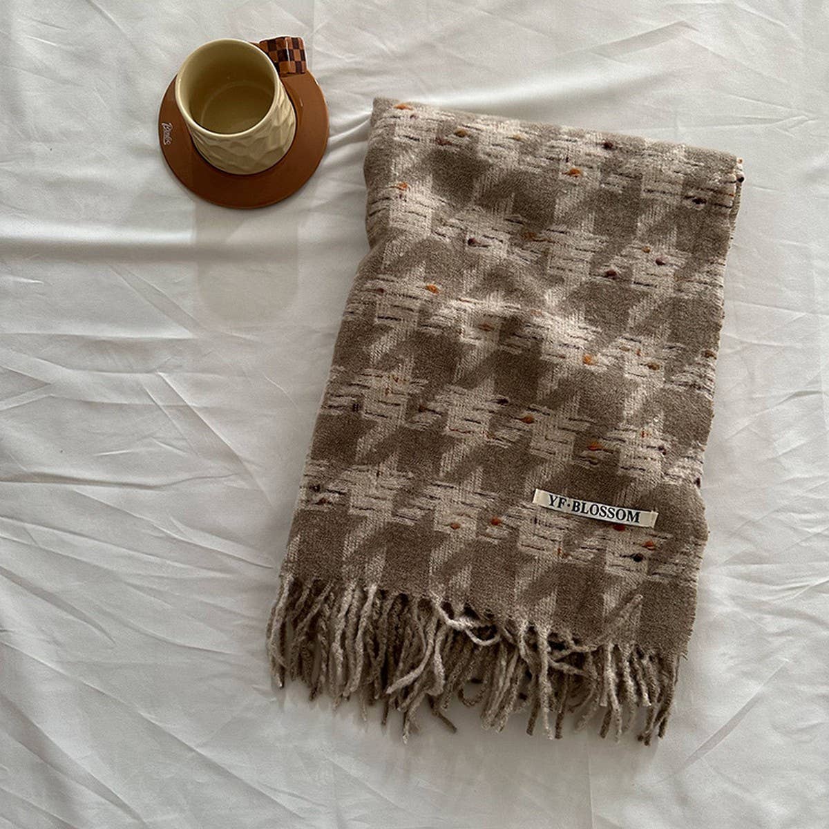 Houndstooth Scarf ? Soft Faux Cashmere Winter Wrap