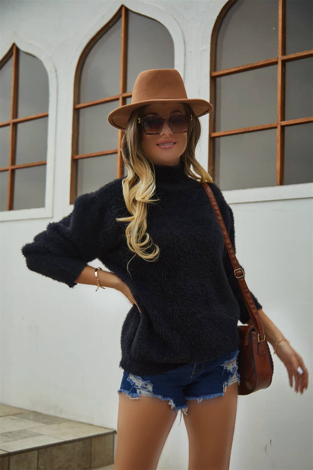 CWOSWL1036_Turtle Neck Long Sleeve Pullover Sweater