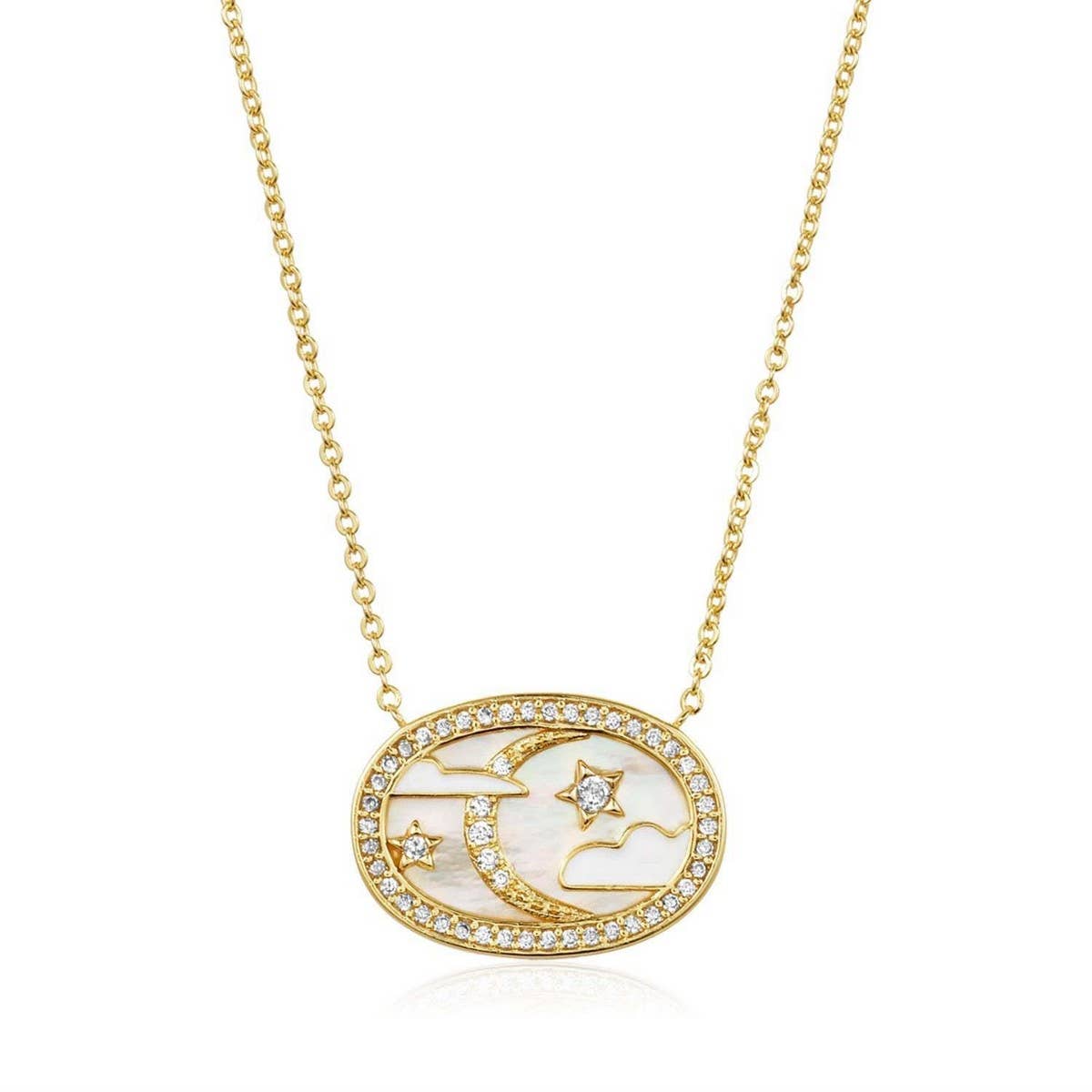 WOMEN'S OVAL LUCKY CHARM PENDANT NECKLACE