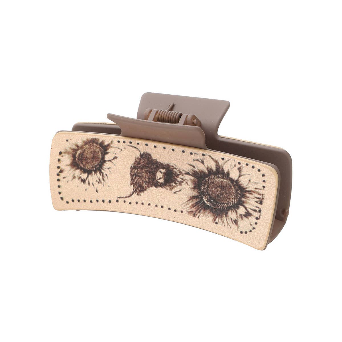 Western Bull Print Leather Hair Claw for Women