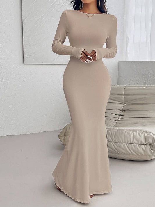 SEXY SLIM-FIT CREW NECK LONG SLEEVE DRESS