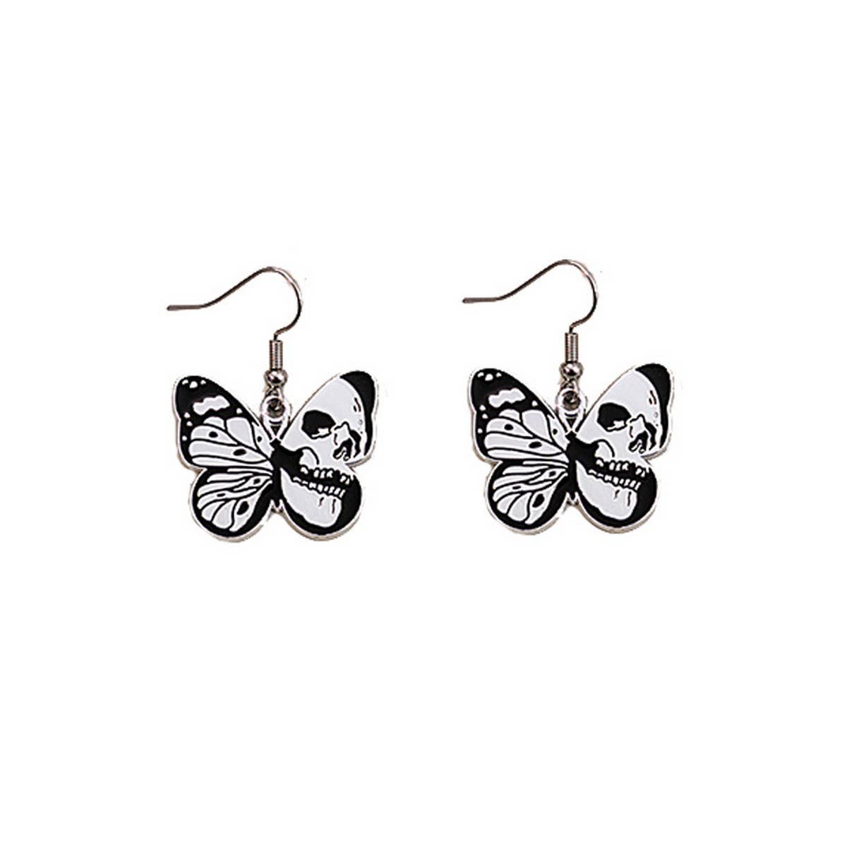 HALLOWEEN SKULL DARK BUTTERFLY EARRINGS