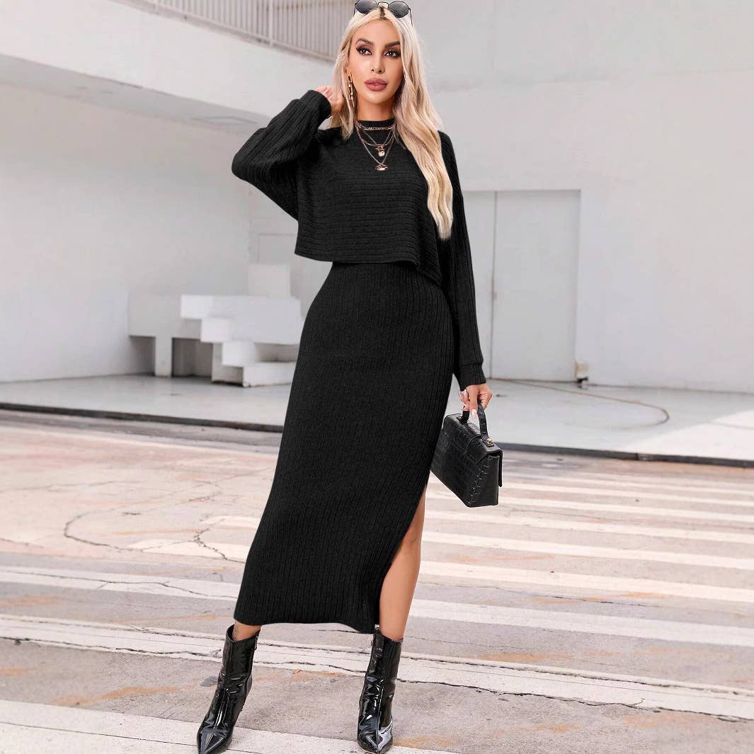 STYLISH SUNDRESS LOOSE T-SHIRT SOLID COLOR SUIT