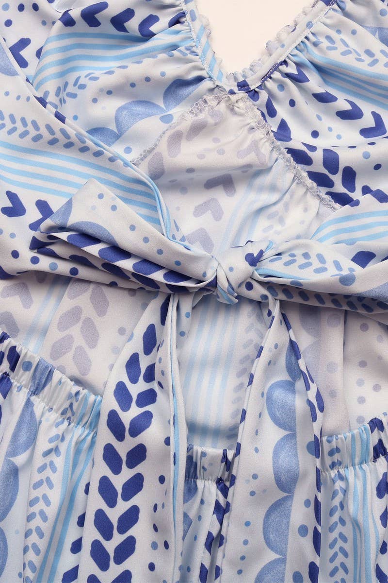 CWDHL0366_V-NECK HALTER NECK PRINT LONG DRESS