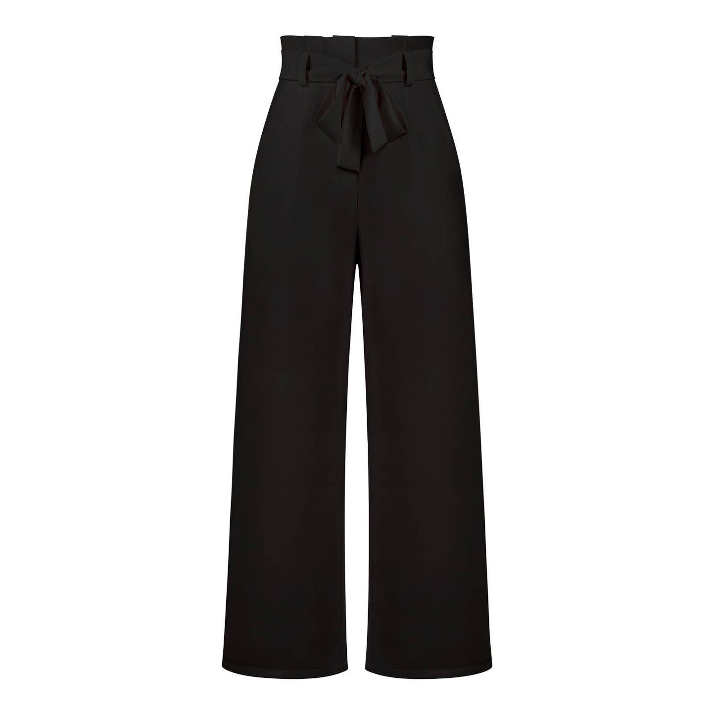 WOMEN TIED WAIST WIDE LEG OFFICE WORK PANTS
