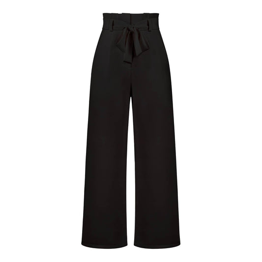 WOMEN TIED WAIST WIDE LEG OFFICE WORK PANTS