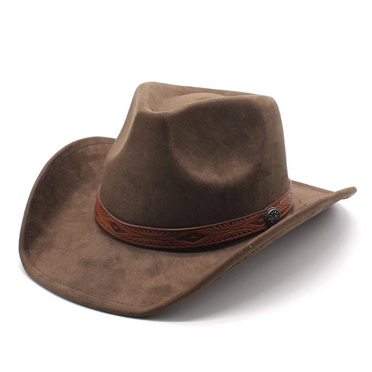 UNISEX ROLLED BRIM JAZZ HAT SIMPLE SUEDE ETHNIC HAT_CWAH2501