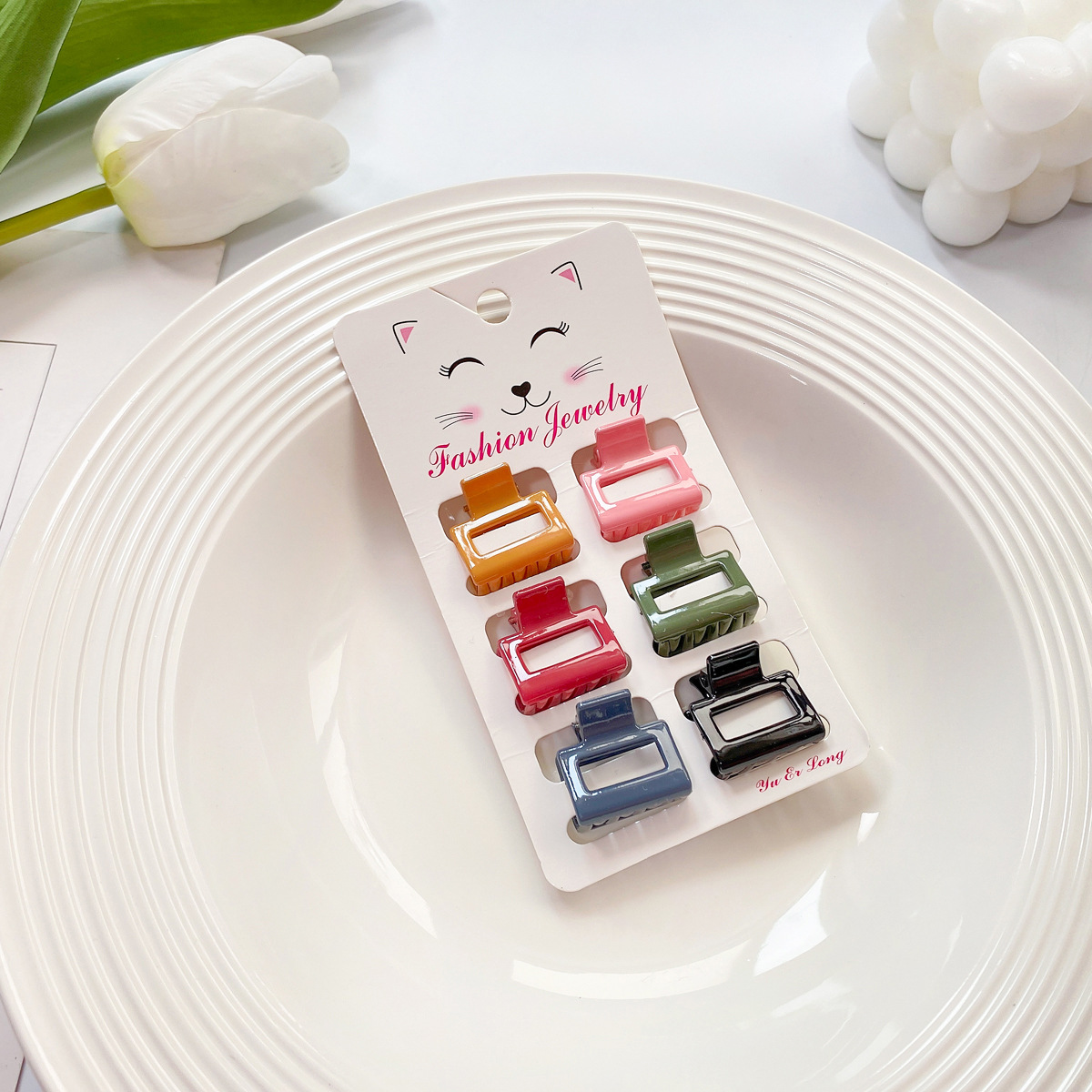6pcs Candy Color Mini Hair Claws - Cute Bang Clips_CWAHA0727