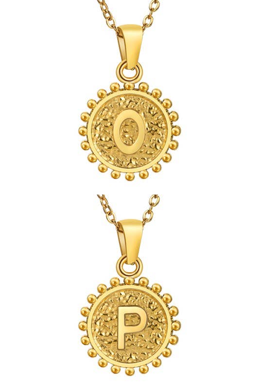 ROUND ALPHABET INITIAL PENDANT NECKLACE