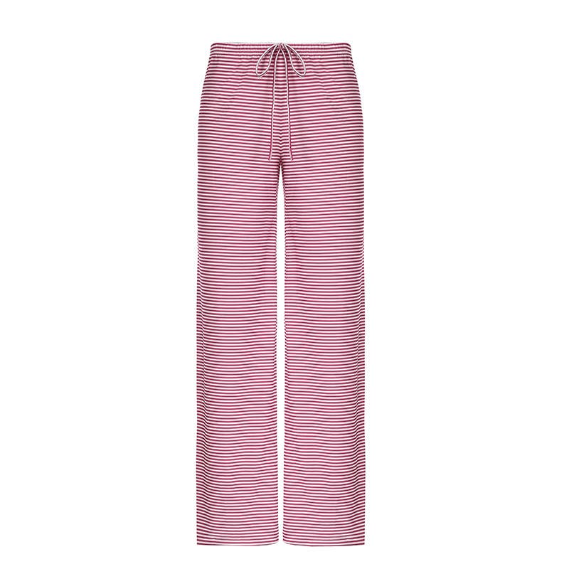 Color-blocking striped straight-leg casual pants