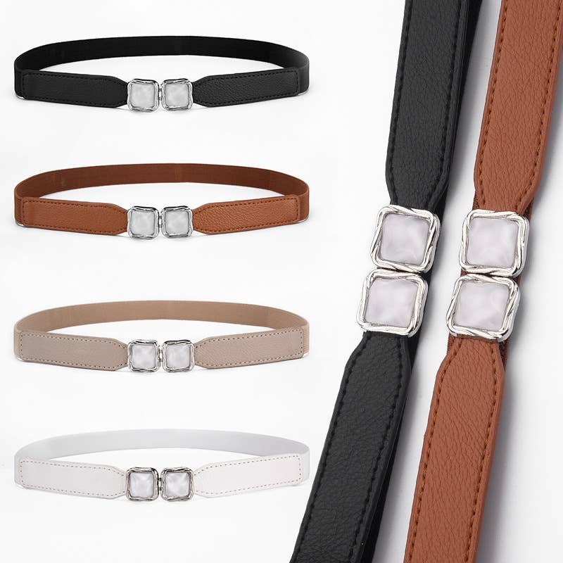 Metal hook buckle retro elastic fine belt