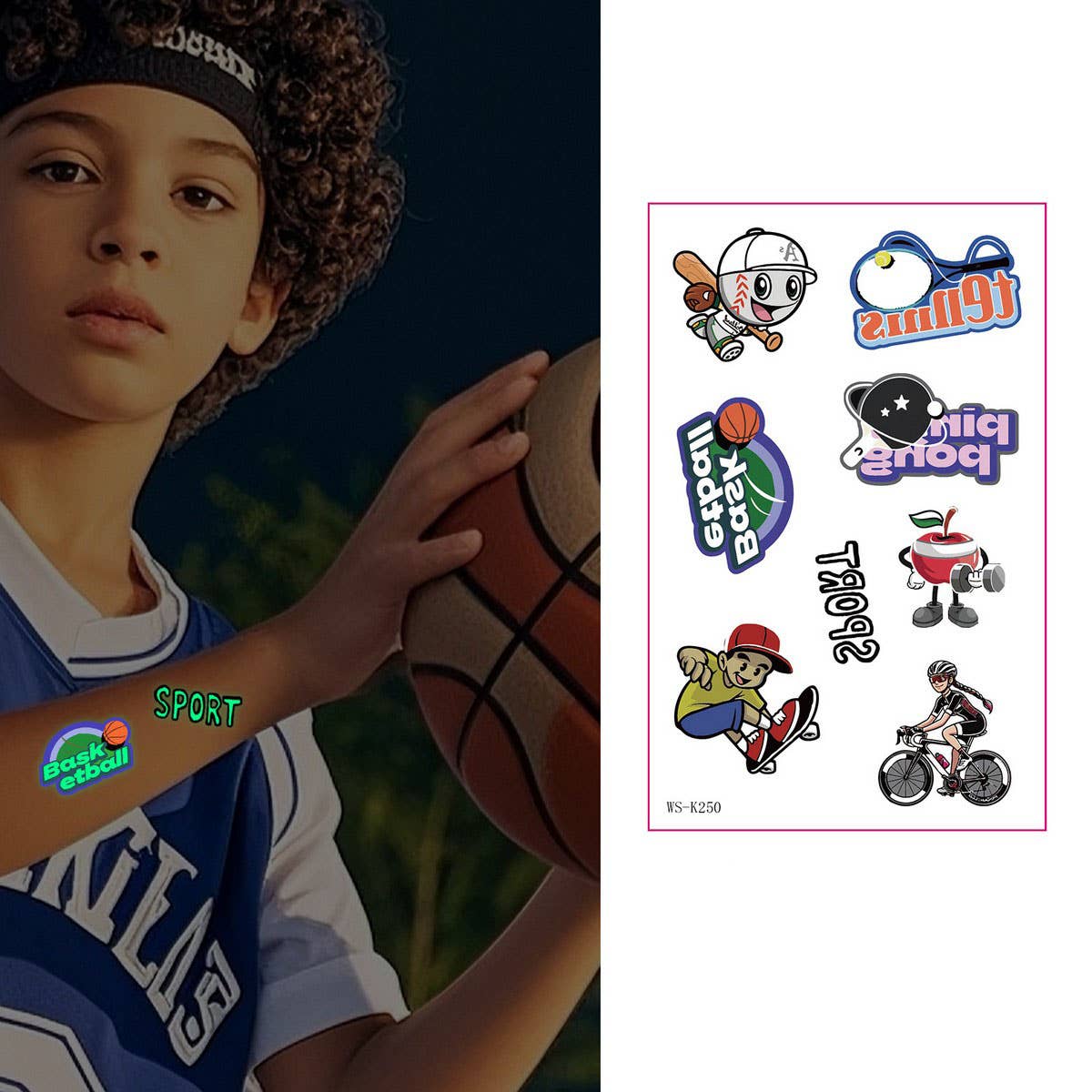 Glow in the Dark Sport Tattoos ? Sweatproof Set