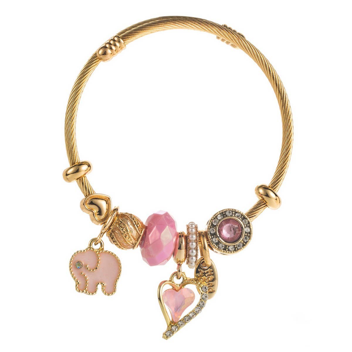 Trendy Elephant Charm Steel Couple Bracelet