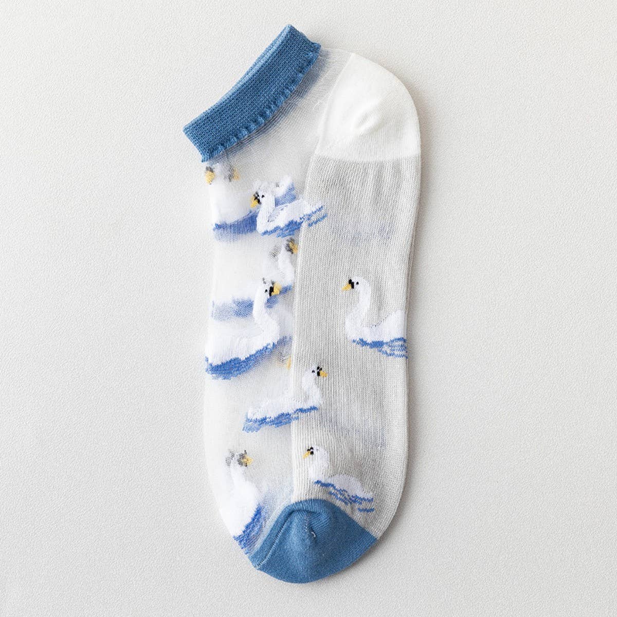 PEACH PRINT SHORT COLORED TRANSPARENT SOCKS_CWMS0400