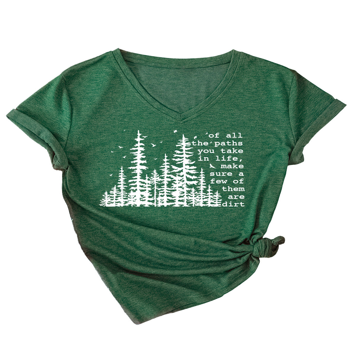 Summer V-Neck Short Sleeve Printed Tee