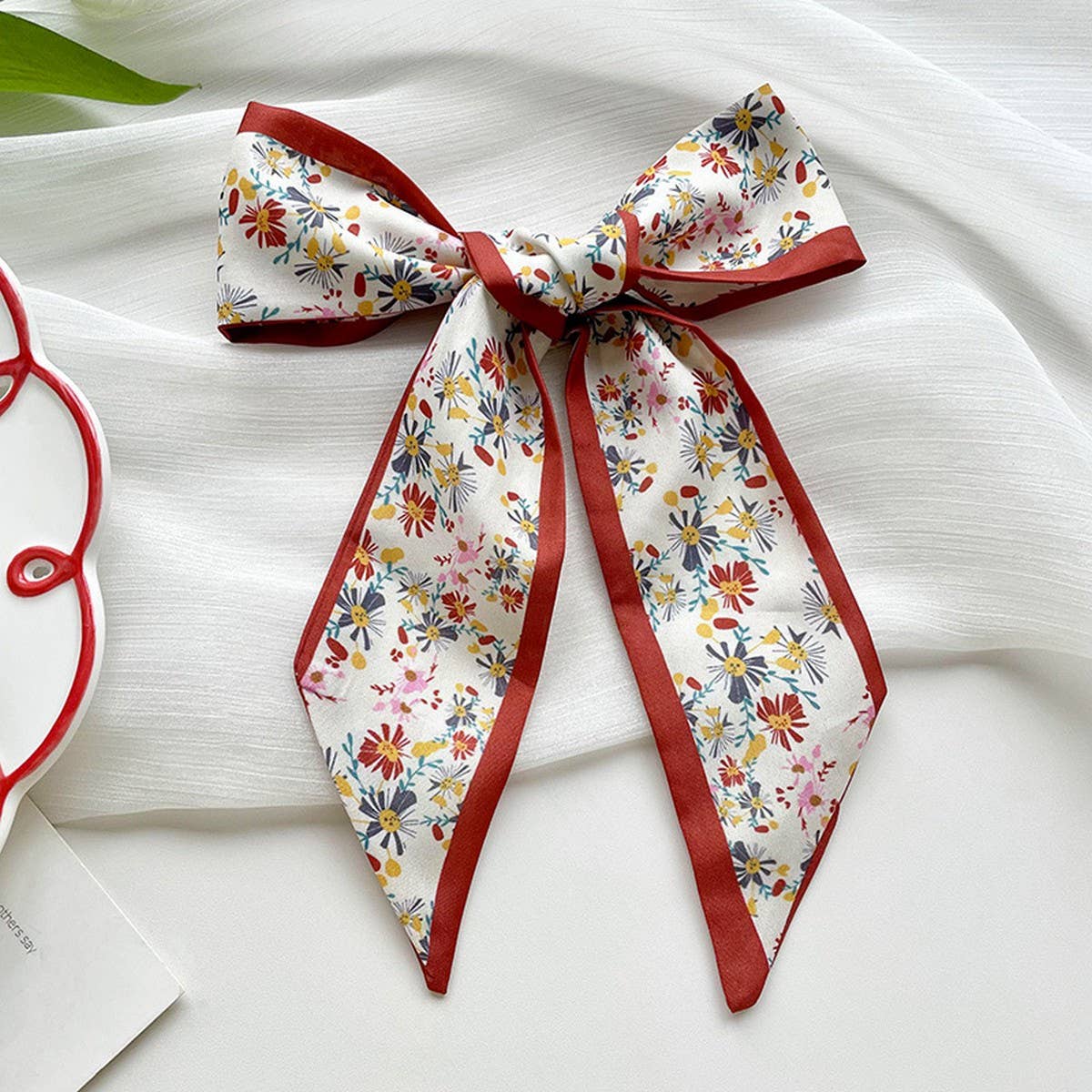 Red Skinny Twilly Scarf ??Hair  Ribbon Accessory_CWASC1981