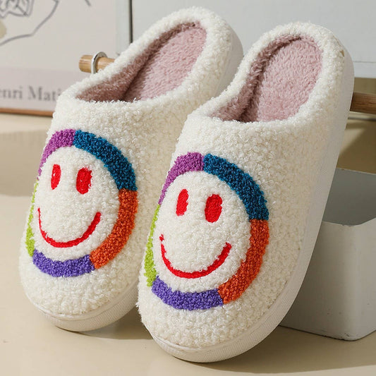 CUTE COLORFUL SMILEY FACE WINTER COTTON SLIPPERS