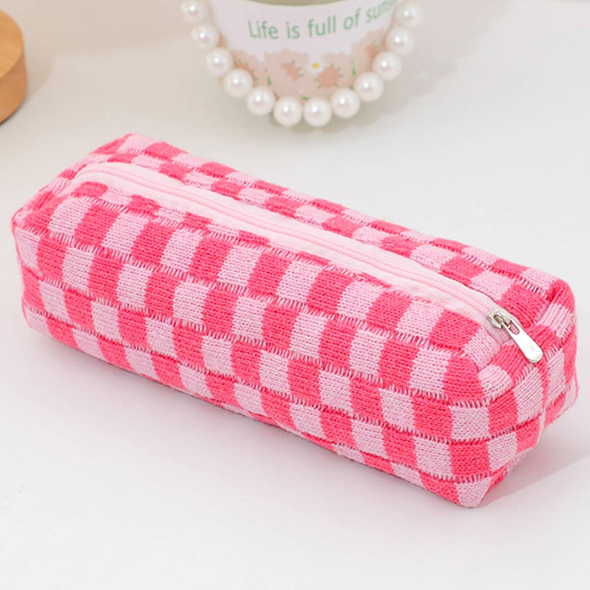 CHESSBOARD CHECKER PEN BAG SIMPLE MAKEUP BAG_CWAB1211