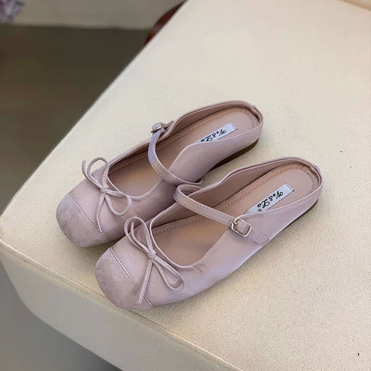 Red Ballet Mary Jane Mules with Bow for Women_CWSHF0089