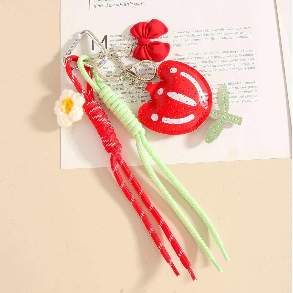 PU Tulip Flower Bow Keychain Bag Charm_CWMM7745
