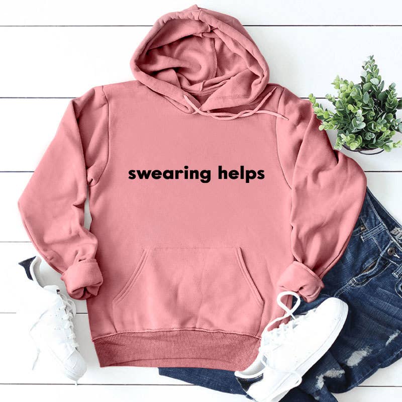 Swearing helps printed thickened warm hoodie