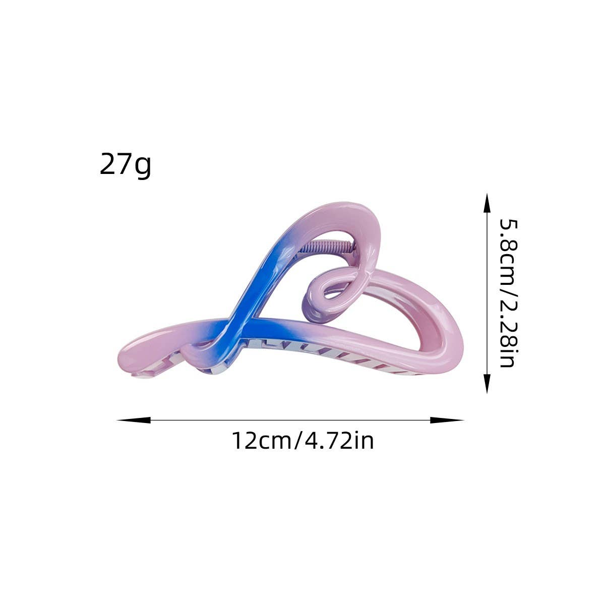 Gradient Heart Hair Claw,Sweet Ponytail Shark Clip_CWAHA1585