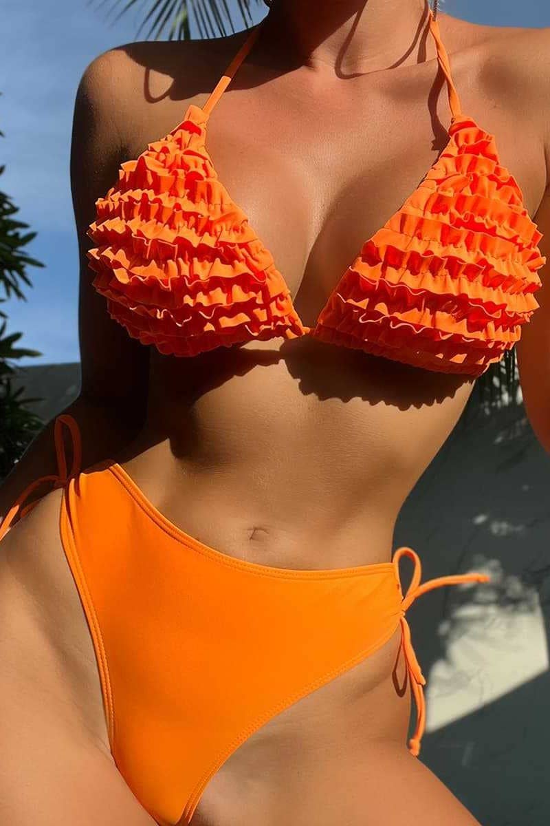 CWMW0850_SOLID COLOR TWO-PIECE WOMEN'S SWIMSUIT BIKINI SET