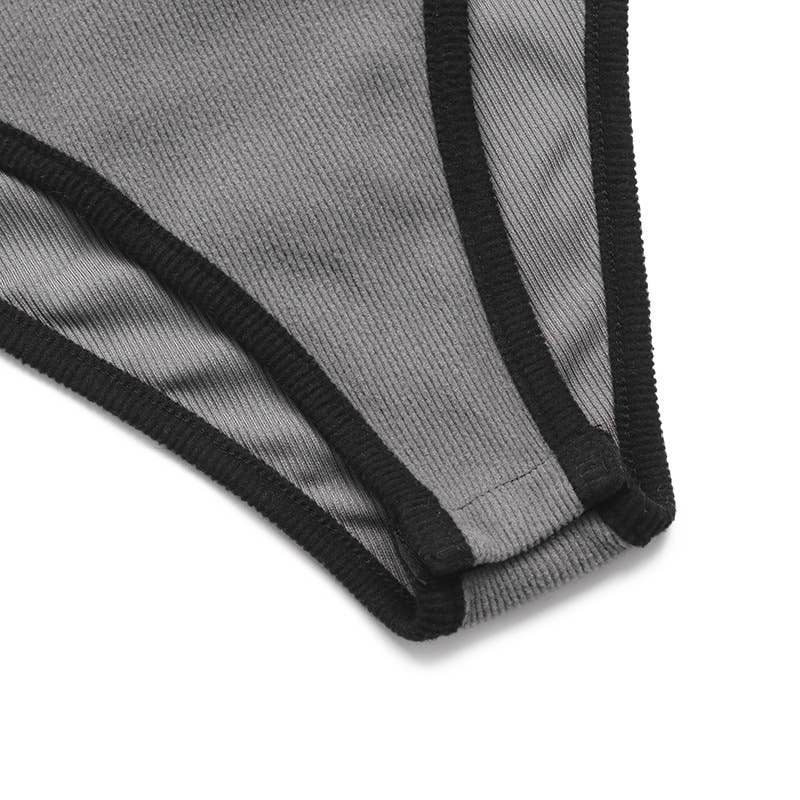 Lapel color-blocking striped knitted jumpsuit