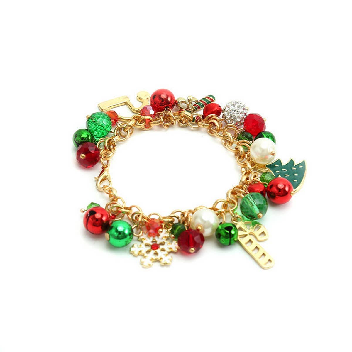 CHRISTMAS JEWELRY PEARL BELL DIAMOND BALL BRACELET