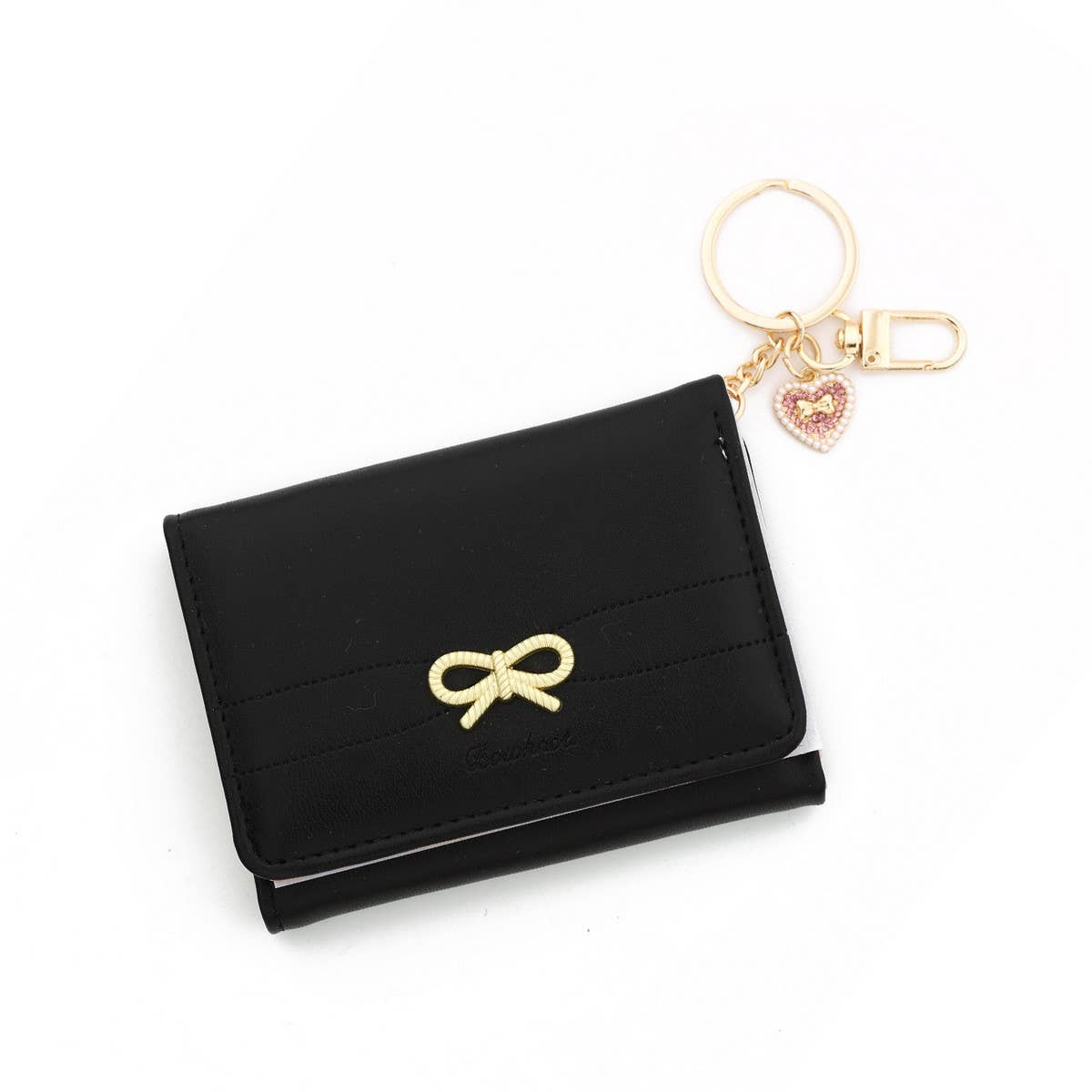 Korean Style Bow Heart Short Trifold Wallet_CUAB00444