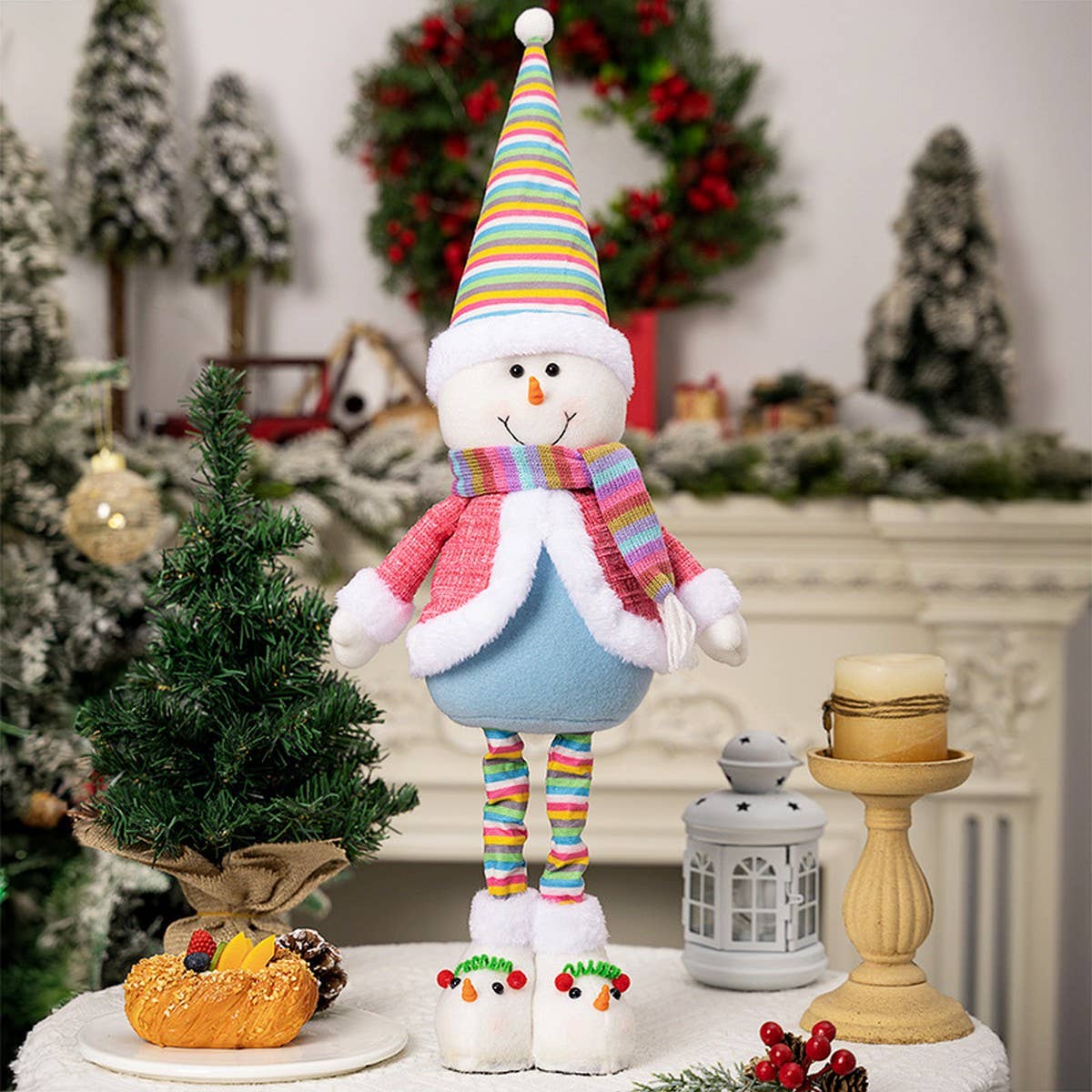 CWMM10292_CHRISTMAS RAINBOW SANTA SNOWMAN TABLE DECOR