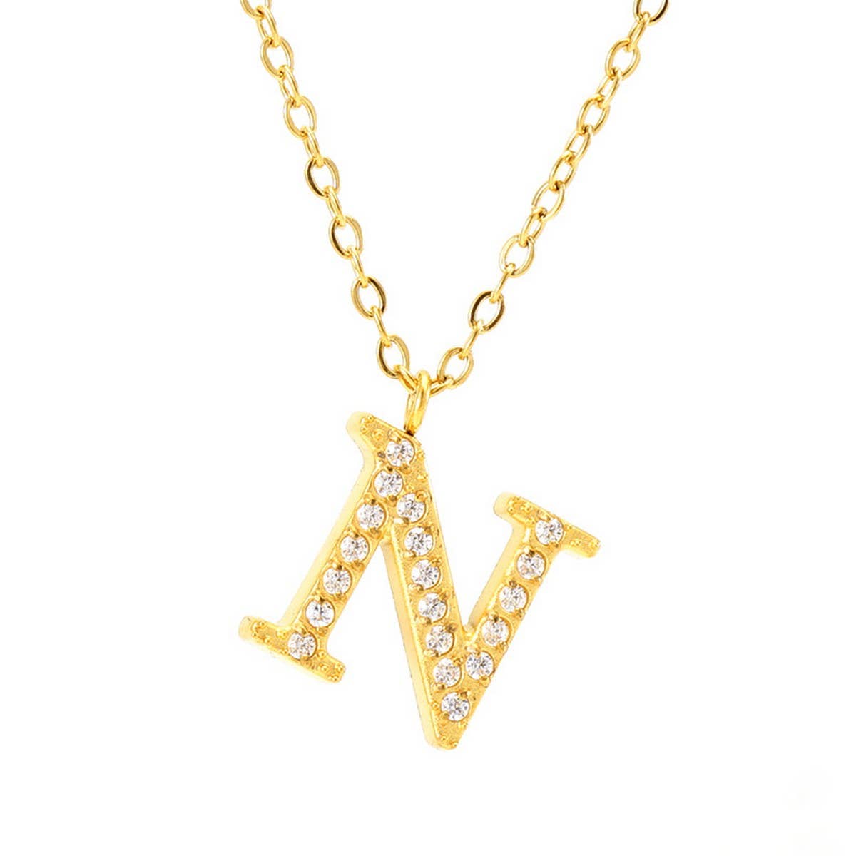 FASHION 26 LETTER DIAMOND PENDANT NECKLACE_CWAJE0684