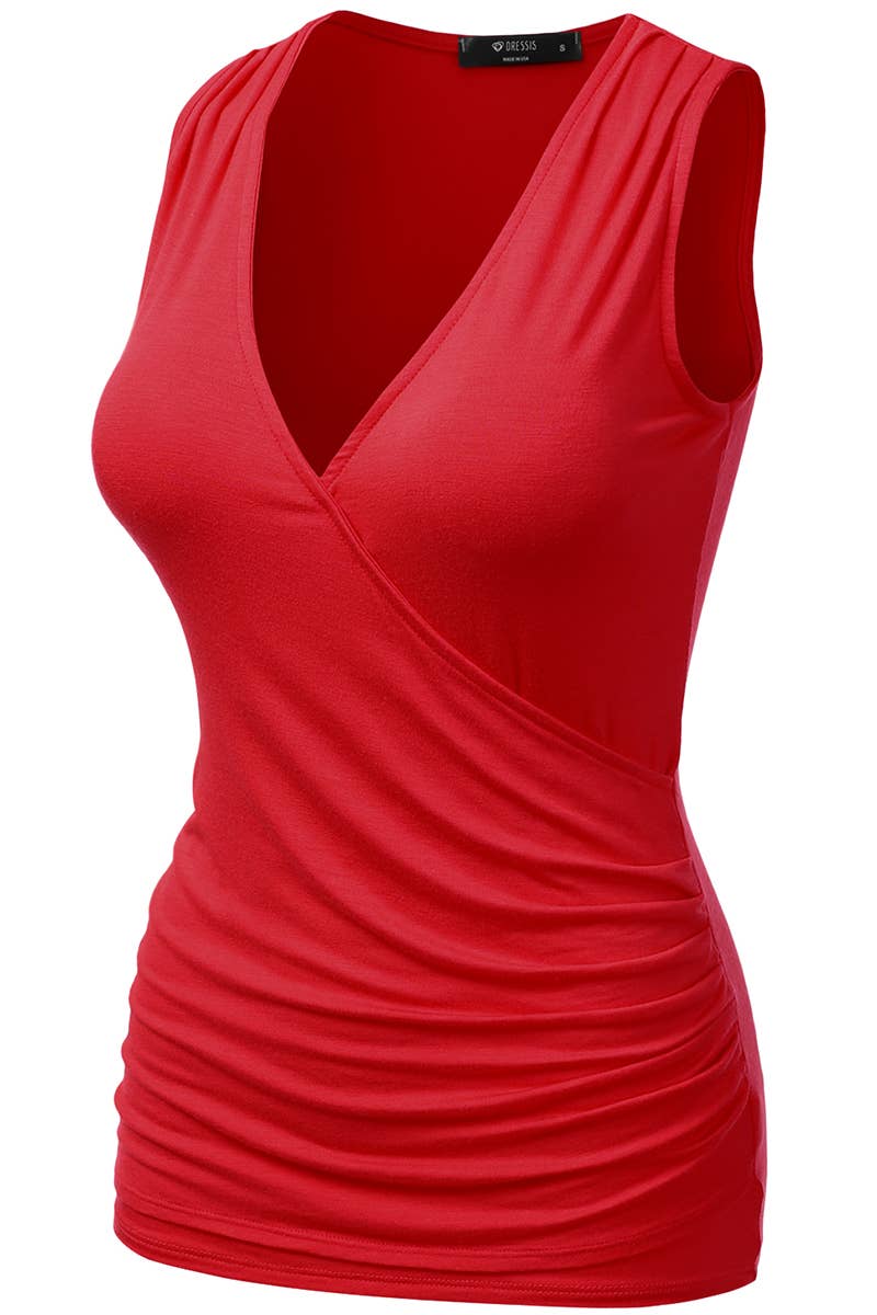 AWTTK624_Sleeveless Tank Tops Deep V-Neck Surplice Wrap