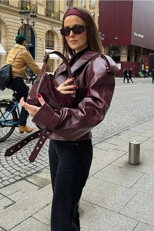 CWOCO1059_SOLID COLOR VINTAGE LAPEL LEATHER JACKET