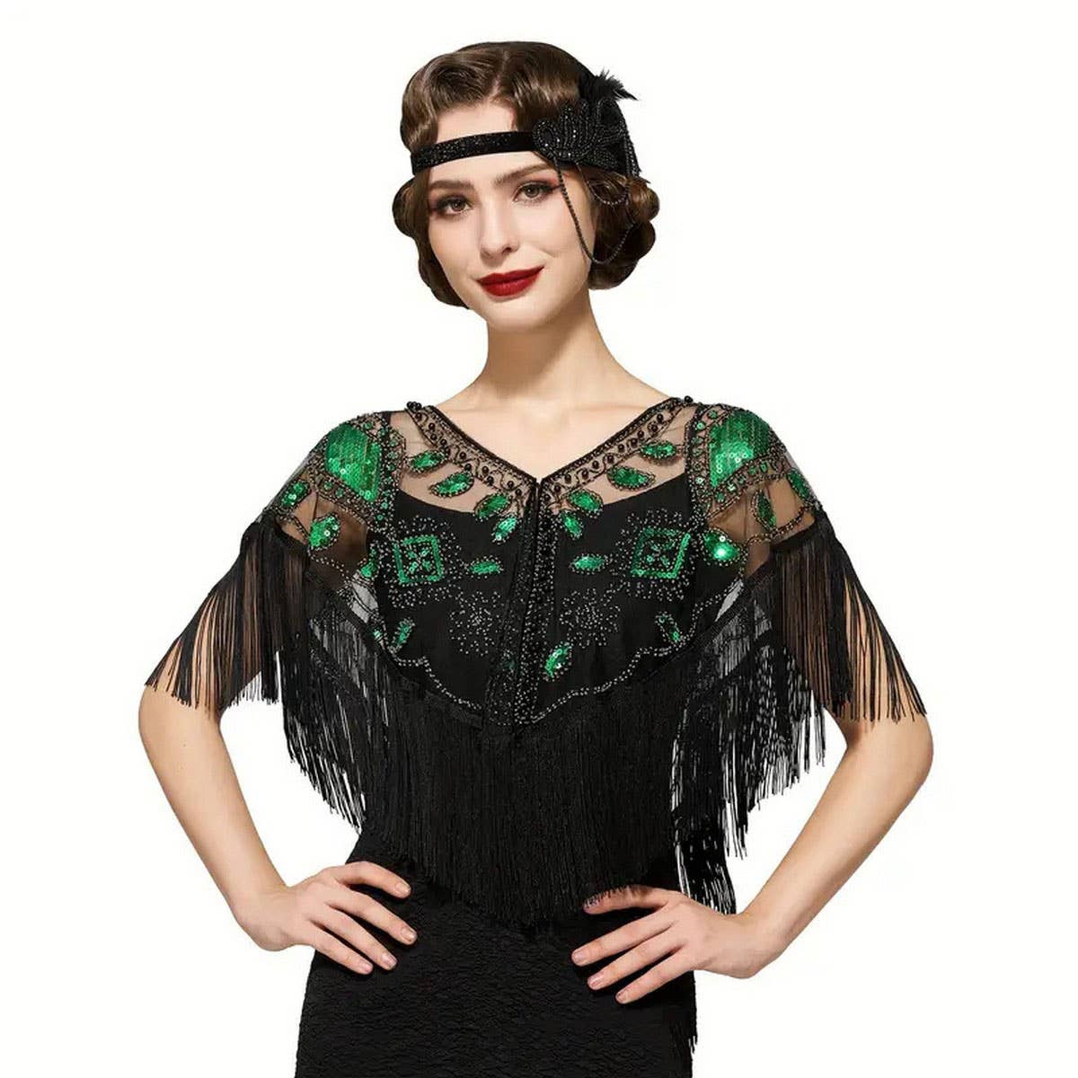 Vintage Sequin Fringe Cape ? Party Dress Shawl