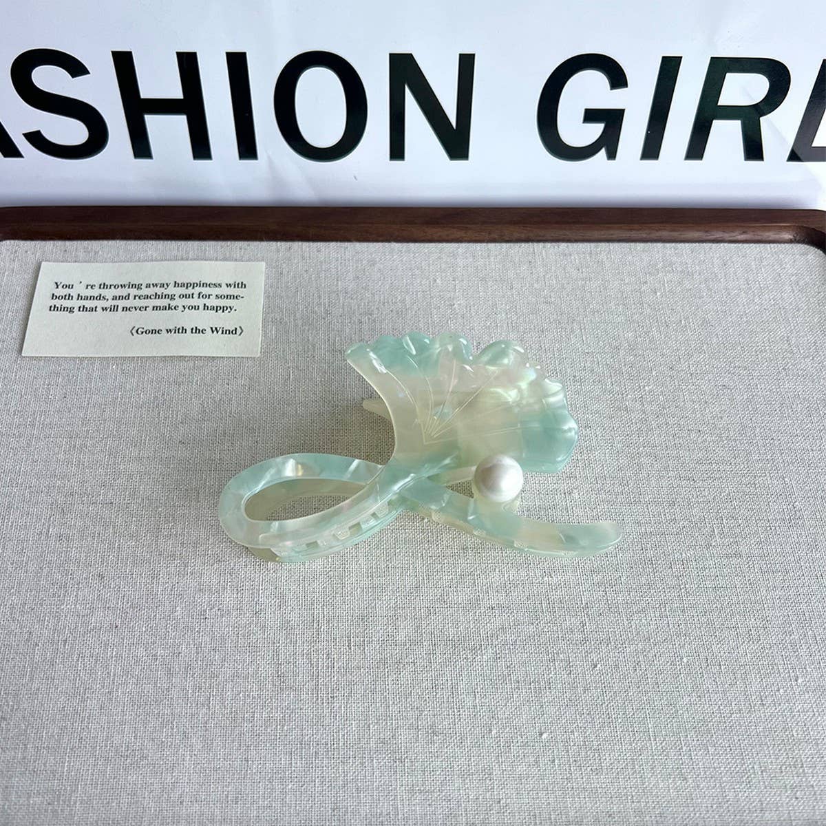 Ginkgo Leaf Pearl Acetate Hair Claw Clip for Women