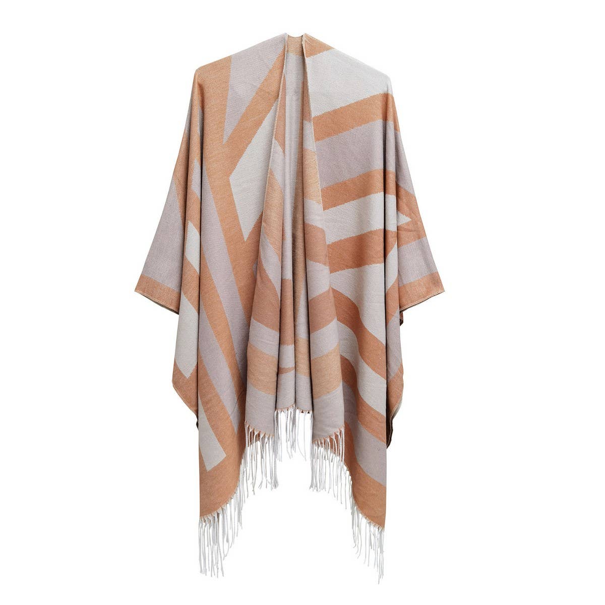 GEOMETRIC TASSEL SPLIT WARM SHAWL