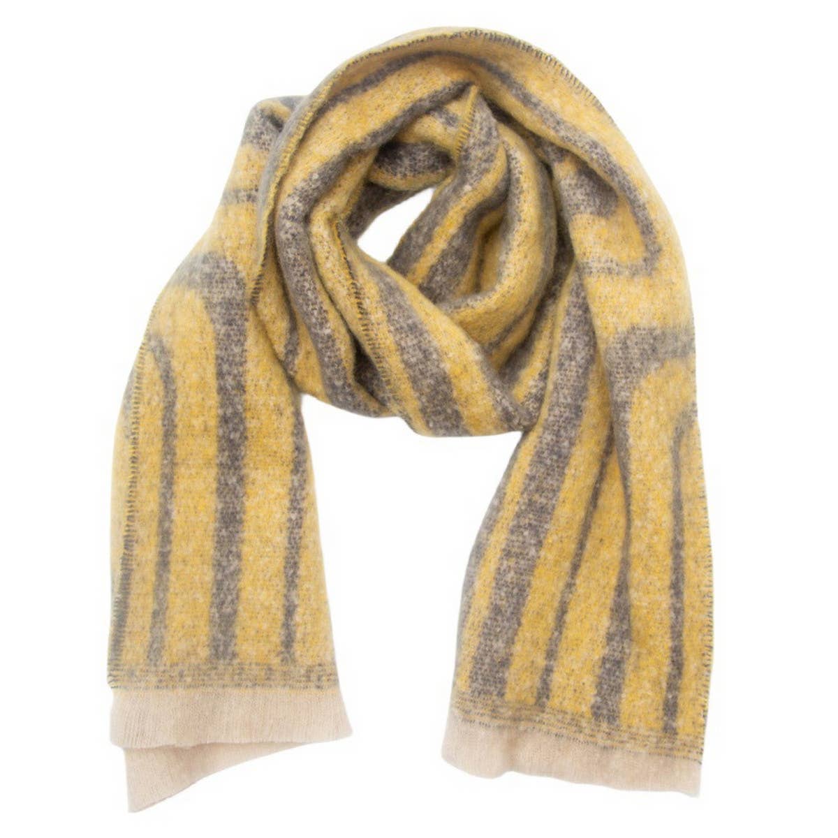 Geometric Loop Yarn Winter Scarf with  Shawl Wrap