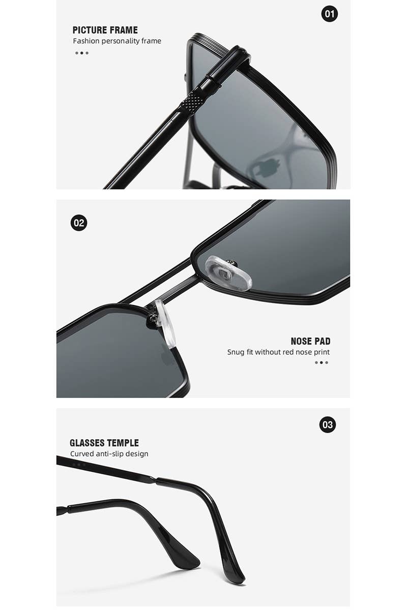 FLAT TOP FRAME SQUARE SUNGLASSES