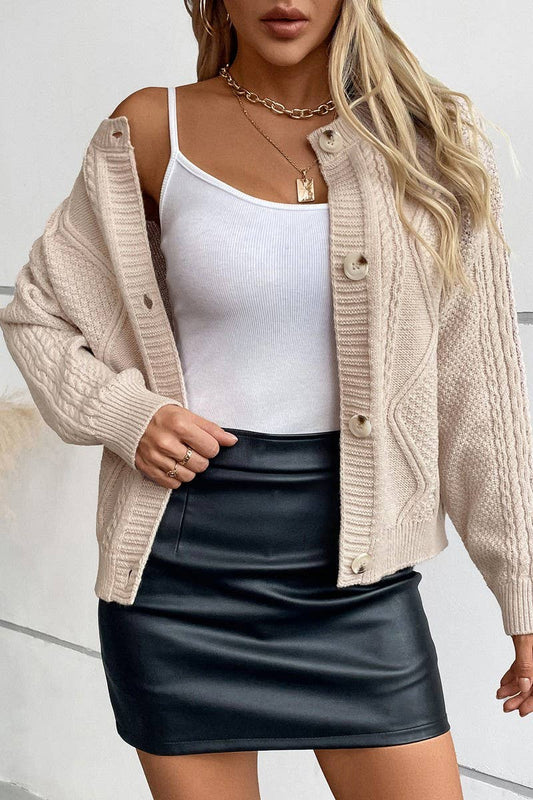 CWOCAL0853_CREW NECK LONG SLEEVE BUTTON KNIT CARDIGAN