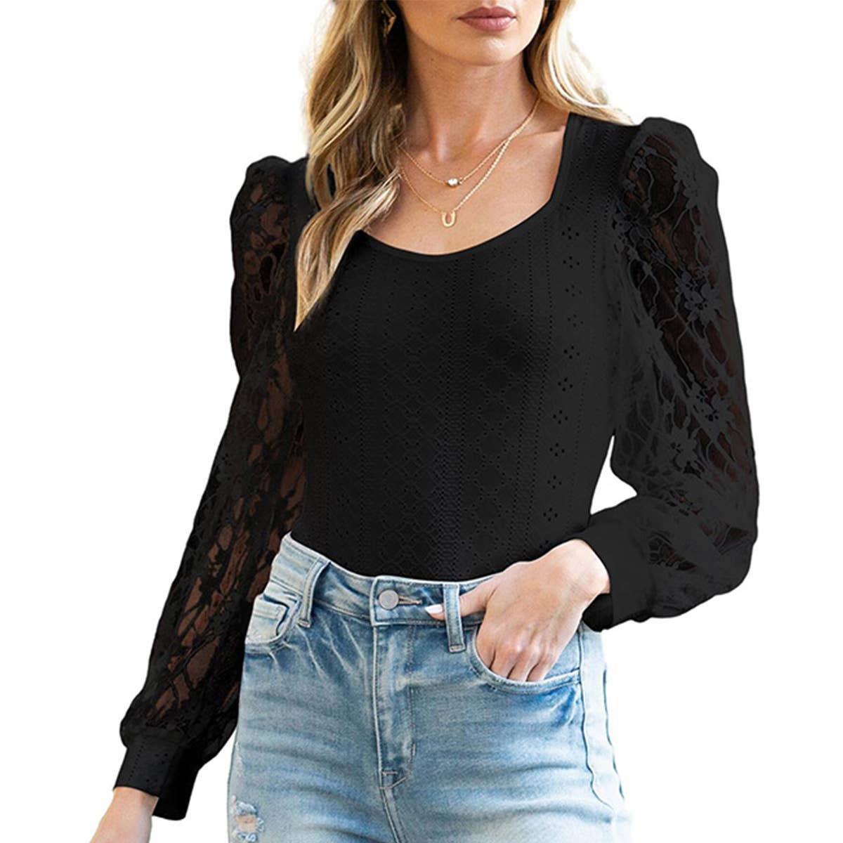 Stylish lace patchwork solid color fit onesie