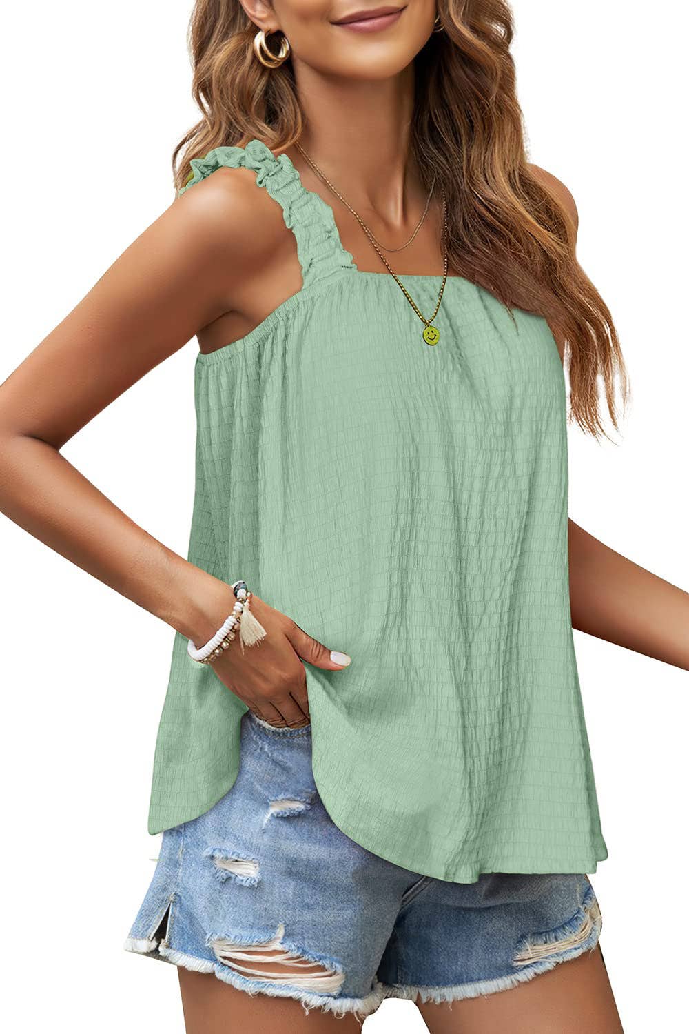 SOLID COLOR CAMISOLE TOP WITH PIT-STRIPED ELASTIC