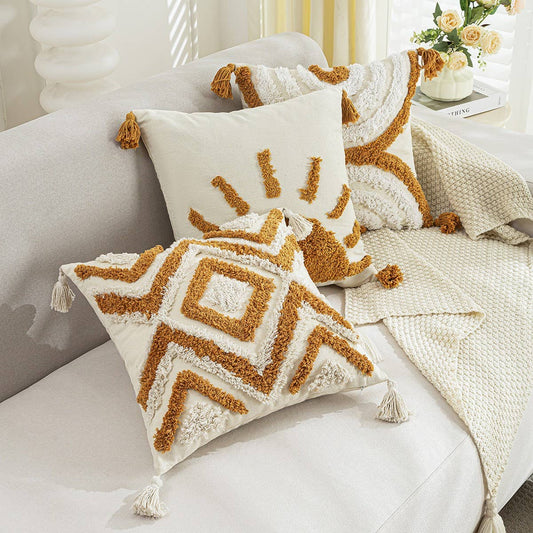 Boho Tufted Embroidered Pillow Cover for Sofa/Bed_CWMM7696