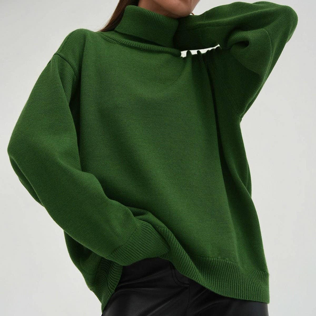 Women's Solid Turtleneck Knit Sweater