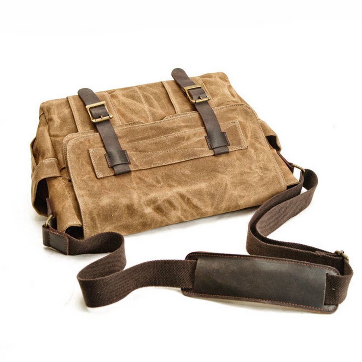 New Waxed Canvas & Leather Satchel for Men_CWAB5561