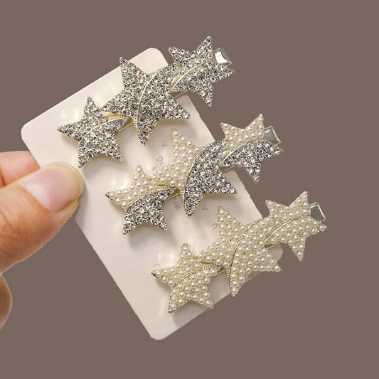 STARFISH FIVE-POINTED STAR PEARL DUCKBILL HAIRPIN_CWAHA4660