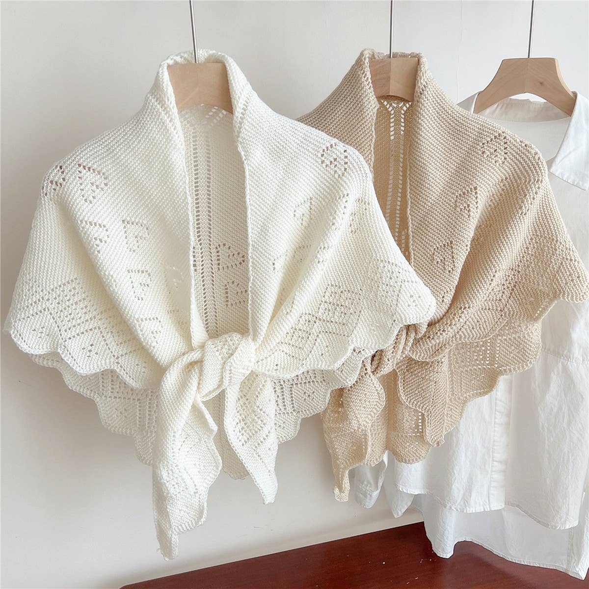 Knit Triangle Shawl Wrap for Summer Air Rooms